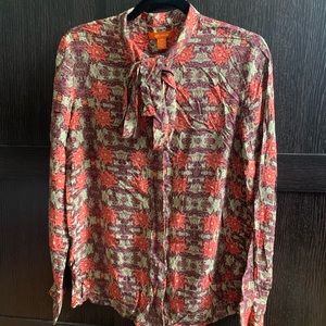 Joe Fresh Floral Button Up with Bow Tie